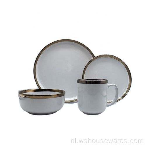 Hoogwaardige luxe gouden rand steengoed servies sets